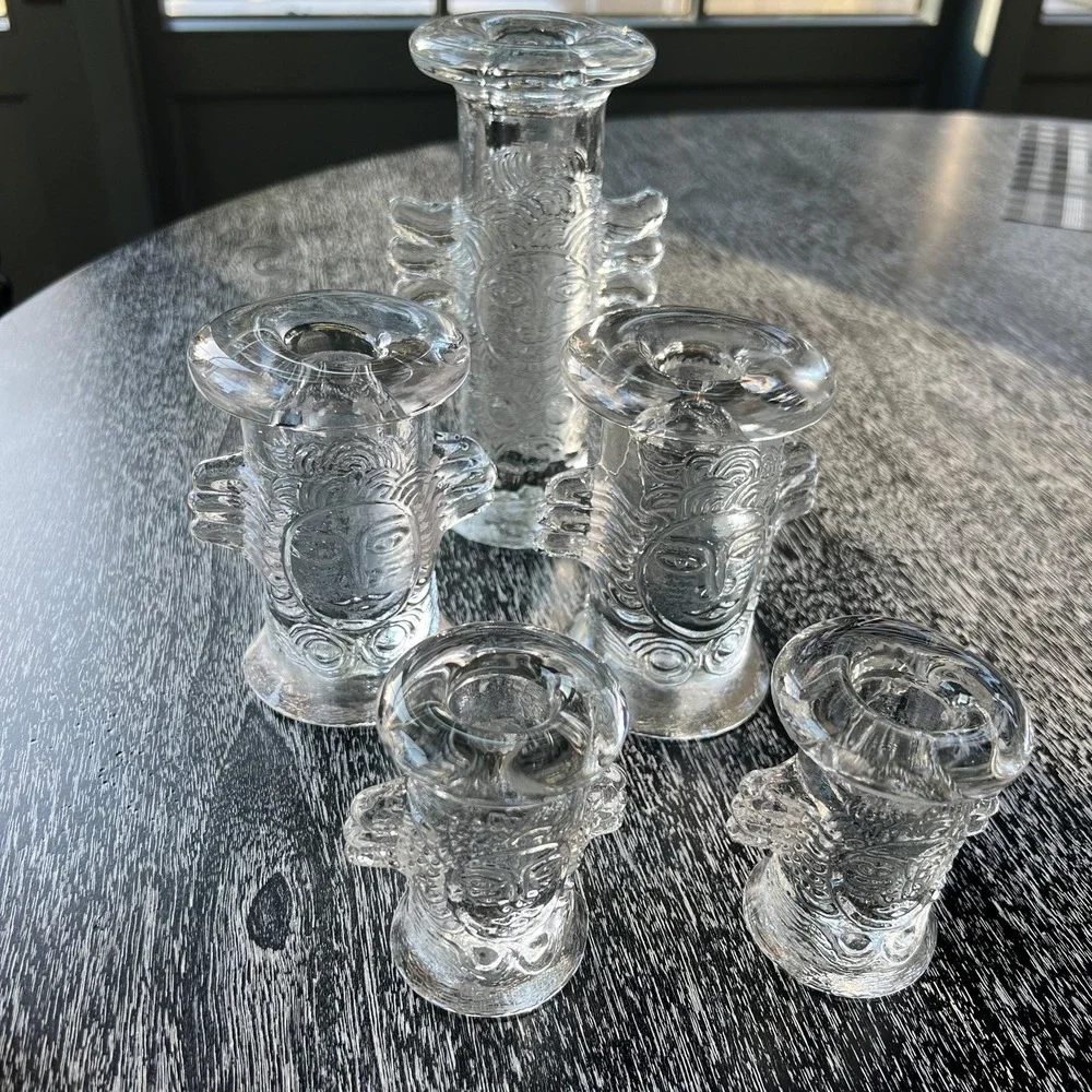 Collection of 5 VTG‎ Bertil Vallien Kosta glass Angel candle holders Sweden 70s